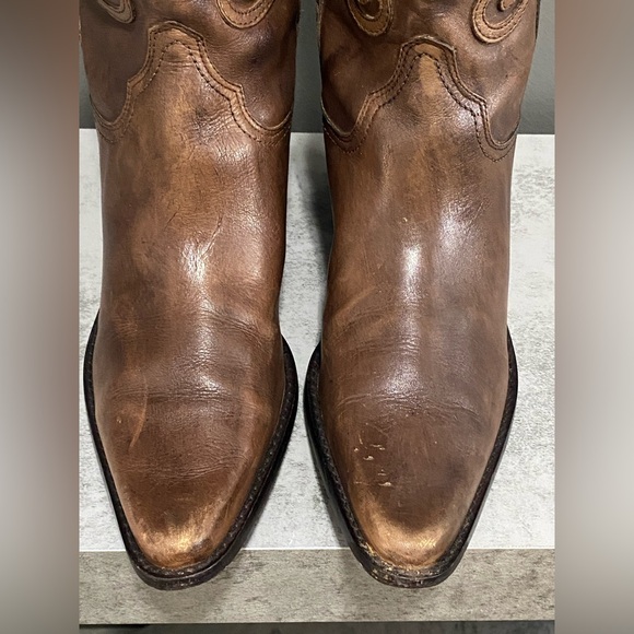 Matisse Brown Leather Floral Cut Out Embroidered Western Cowboy Boots Size 10 - Picture 6 of 15